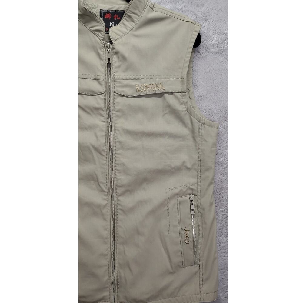 N.S. Original Fashion Jeep Vest Mens Size XL Trapper Tan Brown Multipockets Mesh - Picture 7 of 10